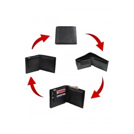 SKS Leben Erkek Siyah Hakiki Deri Cüzdan 